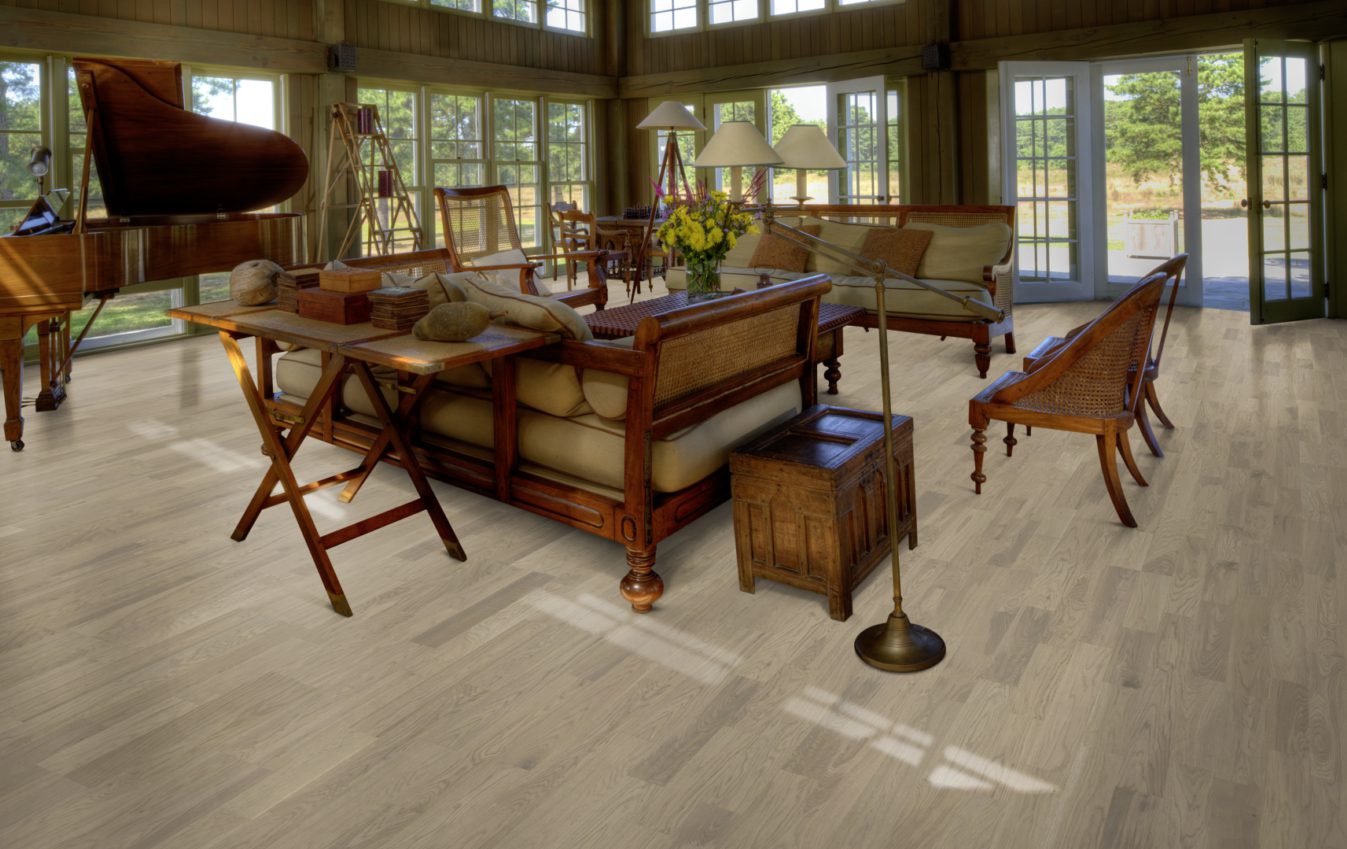 Паркетная доска Kahrs Люмен Дуб Туман Dim 152N7BEKD4KW240 Lively 2423×200×15 фото в интерьере